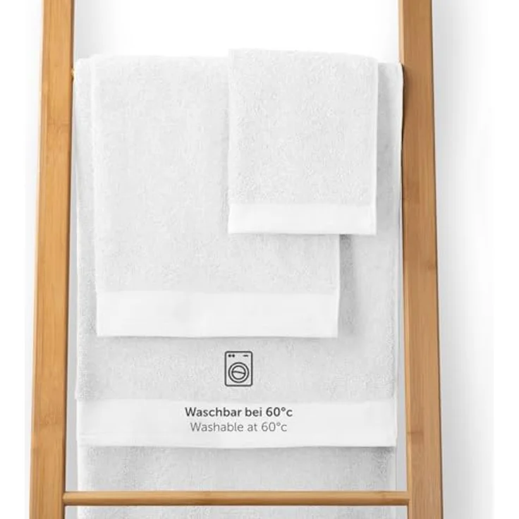 Blumtal Saunatuch 80x200 cm, Weiß, Oeko-Tex® Standard 100, 100% Baumwolle, hohe Saugfähigkeit, mit Aufhängeschlaufe – Bild 4