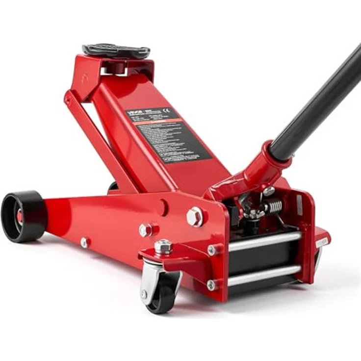 VEVOR Hydraulischer Rangierwagenheber 3 t, Flacher Stahlwagenheber mit Einkolben-Schnellhubpumpe und 13–50 cm Hubbereich, Rennwagenheber in Rot – Bild 1