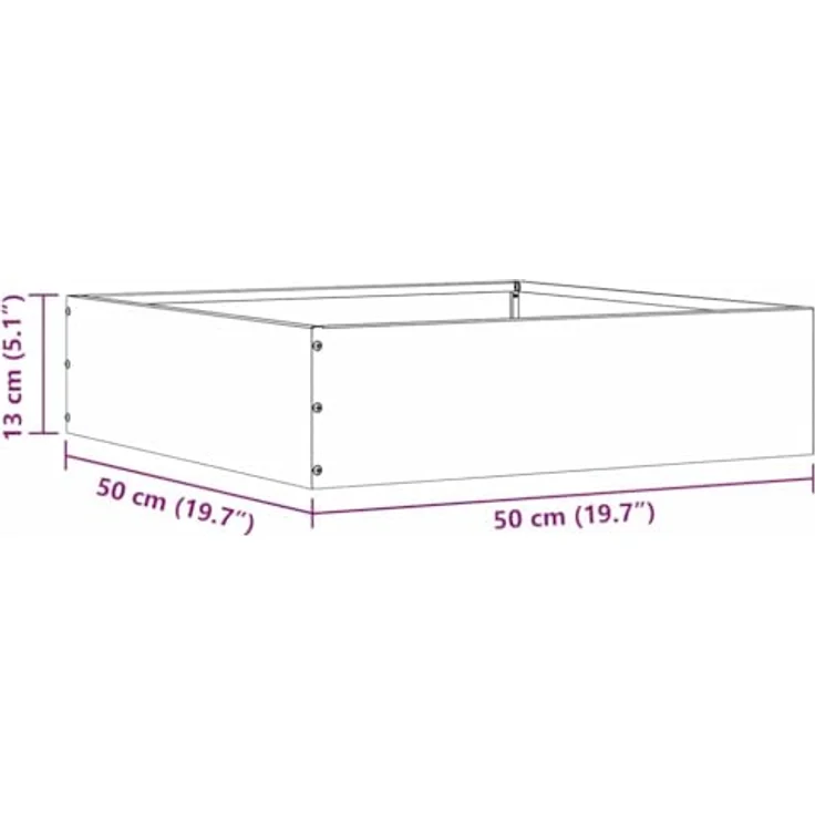 vidaXL Beetumrandung Raseneinfassung, quadratisch aus langlebigem Stahl, schwarz, 50 x 50 x 13 cm – Bild 3