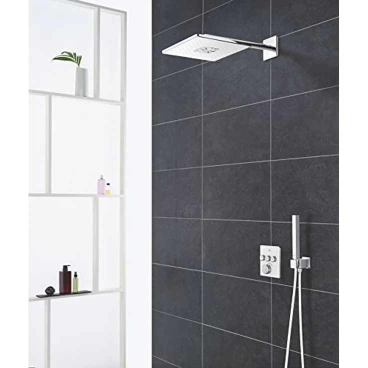 Grohe Rainshower SmartActive Kopfbrausen-Set 310 Cube, 31 x 31 cm, 25 l/min, Wandmontage, Moonwhite/Chrom – Bild 3