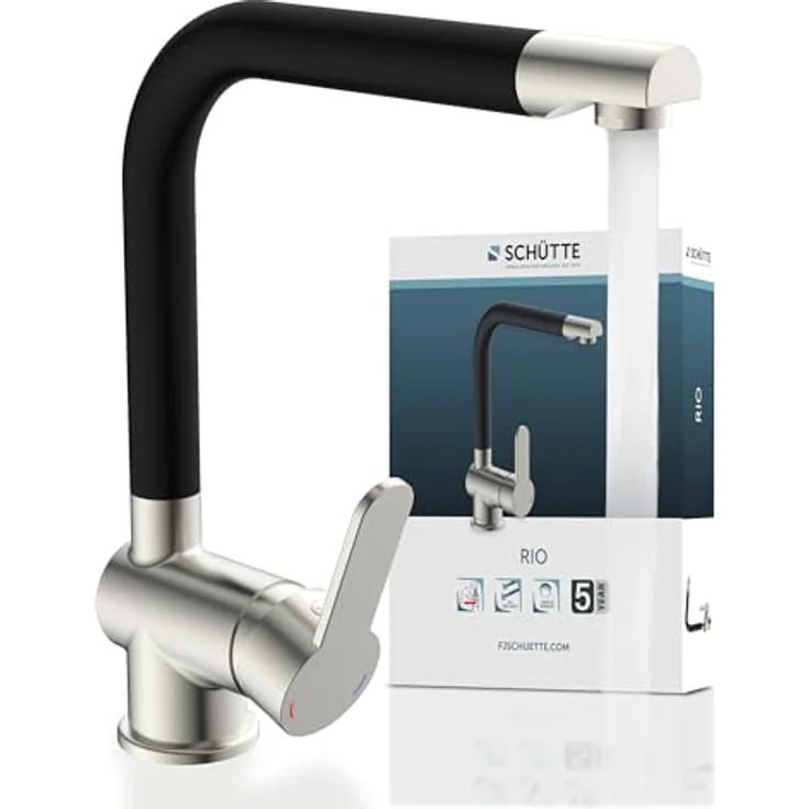 Schütte Spültischarmatur RIO, Wasserhahn mit Energiesparfunktion und 360° schwenkbarer Mischbatterie, inkl. Montageset – Bild 1
