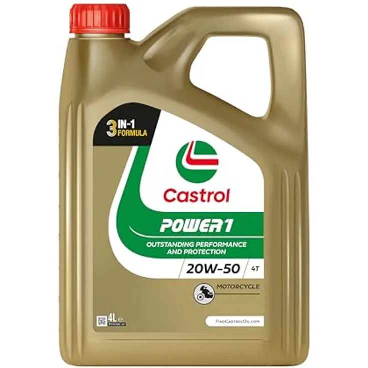 Castrol Power 1 Motoröl 4T, Hochleistungsschmierstoff für 2-Zylinder Boxer und V-Motoren, 20W-50, 4.000 ml