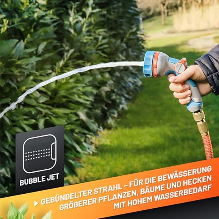 GRÜNTEK Ultraleichte Handbrause Garten Multibrause mit 5 Strahlarten, ergonomischem Griff und Daumensteuerung, universeller Schnellanschluss – Bild 4