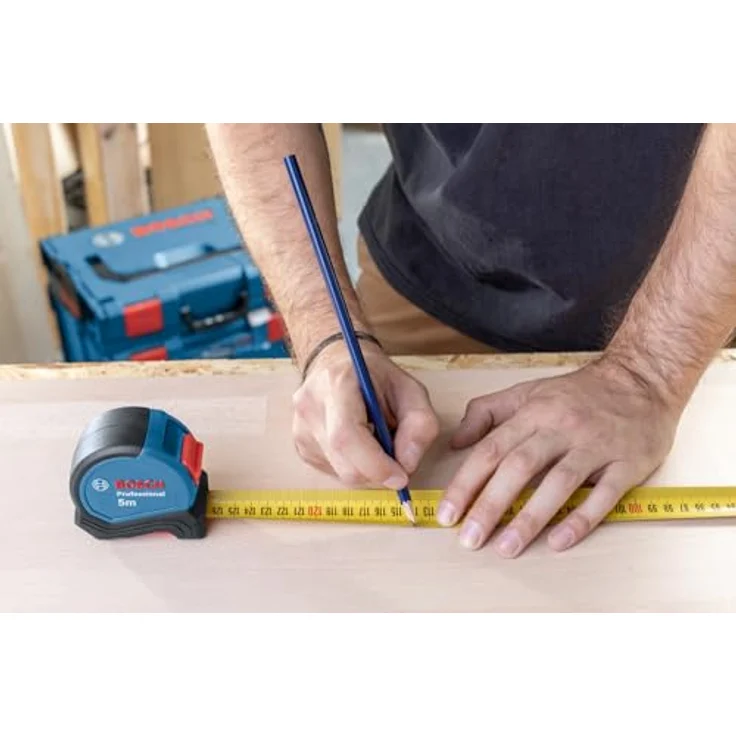 Bosch Professional Maßband 5 m (Einhandbedienung, Gürtelklemme, Magnethaken, 2 Stopp-Tasten, 27 mm Nylon-Stahlband) – Bild 5