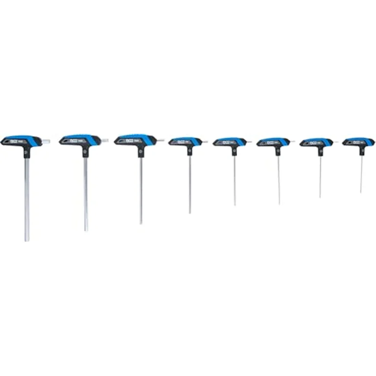 BGS Schraubendreher T-Griff-Schlüssel-Satz, Innensechskant, 8-teilig, 2-10 mm, Chrom-Vanadium-Stahl, ergonomischer Zwei-Komponentengriff, Metallhalter, 8-teilig – Bild 4