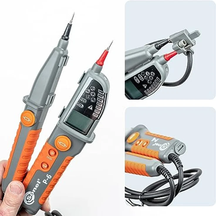 SONEL P-6 Fortschrittliche bipolare Spannungsanzeige mit Phasenerkennung, automatischen Messungen bis 1000 V, LCD-Display, akustischen Alarmen, IP65, CAT IV – Bild 2