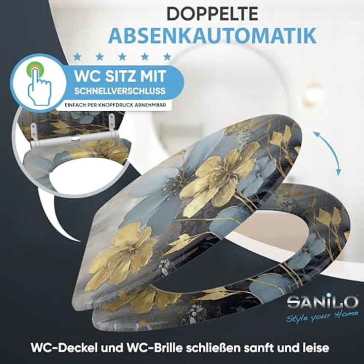 SANILO WC Sitz Tronela, mit Absenkautomatik, Holz, antibakteriell, 4-seitig bedruckt – Bild 3