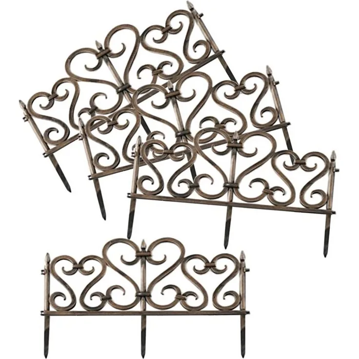 HTI-Living Beetbegrenzung Zierzaun Romantik Nessa, 4 Zaunelemente, Beeteinfassung Beetbegrenzung, 49,5 cm breit, witterungsbeständiger Kunststoff