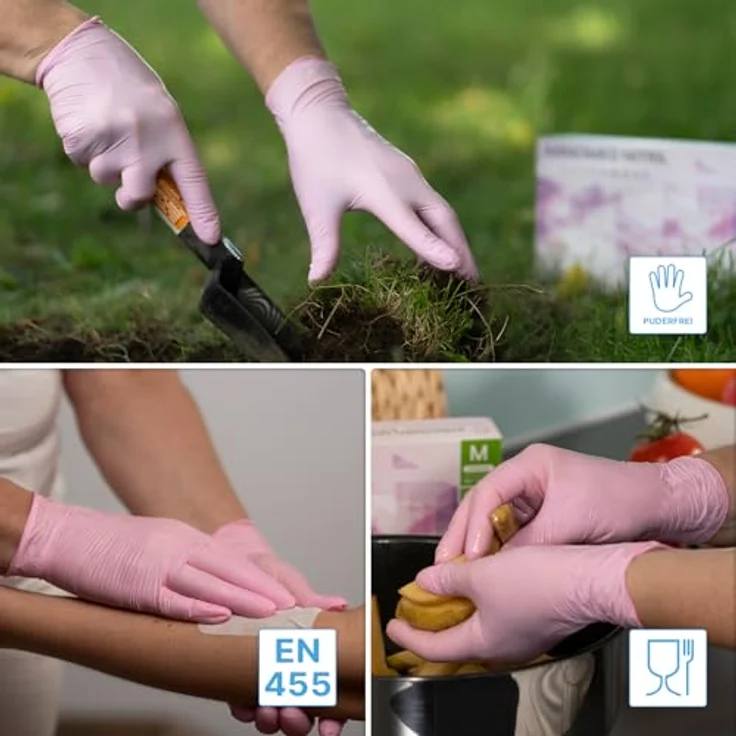 ARNOMED Einweghandschuhe Rosa, 500 Stück Nitril Einmalhandschuhe XS, puderfrei, latexfrei, für Medizin & Kosmetik – Bild 5
