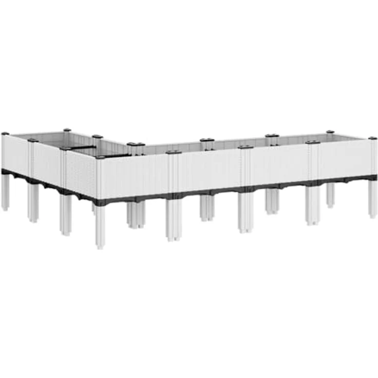 vidaXL Pflanzkasten mit Beinen Weiß 160x120x42 cm PP – Bild 5