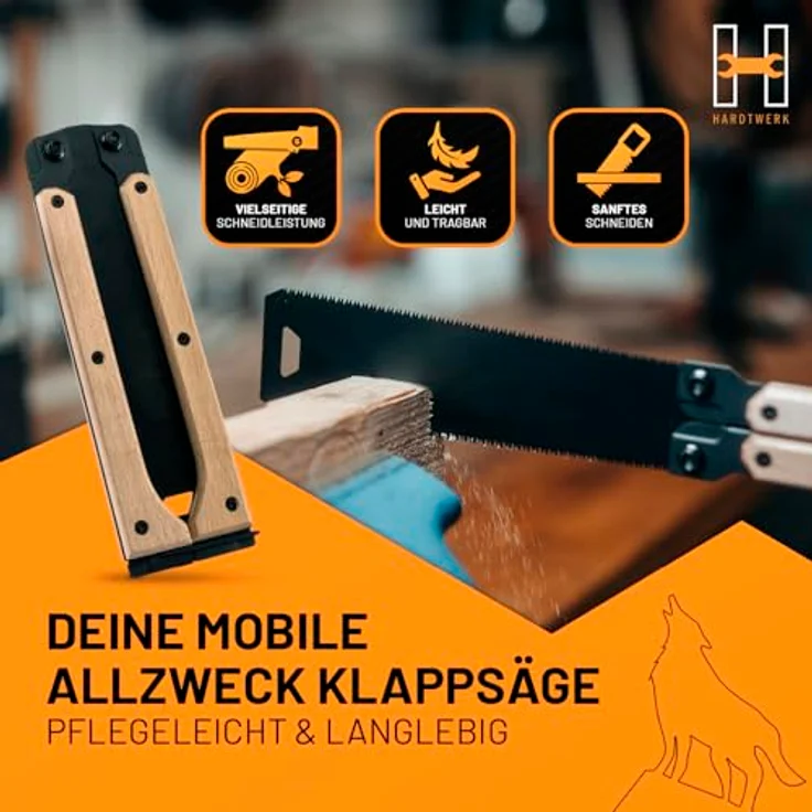 HARDTWERK Klappbare Japansäge, SK5-Stahlblatt mit zwei Schneidseiten für präzise Schnitte, ideal für Gartenarbeit und Camping – Bild 2