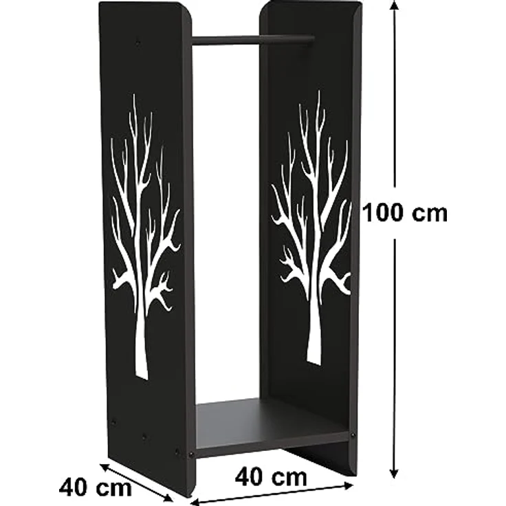 DanDiBo Kaminholzregal 10-1470, stabiler Kaminholzständer aus pulverbeschichtetem Metall, schwarz, 100 cm hoch – Bild 2