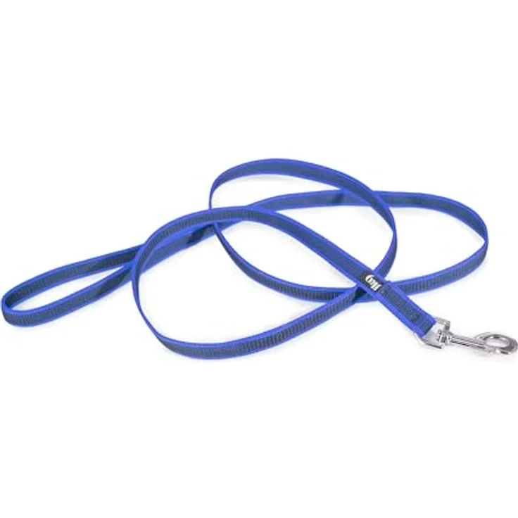 IDC Color & Gray gumierte Leine, 20 mm x 2 m mit Schlaufe und D-Ring, Blau-Grau – Bild 1