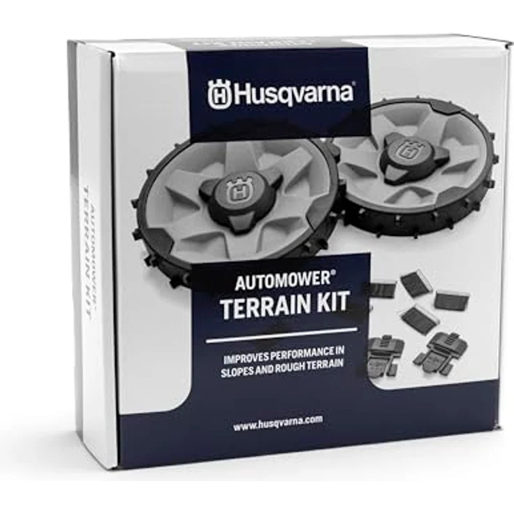 Husqvarna Automower Terrain Kit, Rasenmähroboter-Zubehör mit Geländerädern und Reinigungsbürsten für Modelle 305E/310E/405XE/410XE/430X/450X Nera, 520 & 550 – Bild 2