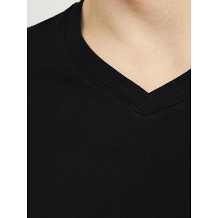 Jack & Jones Basic V-Shirt für Herren, schwarzes Arbeitsshirt aus hochwertigem Jerseystoff, Größe XL – Bild 6
