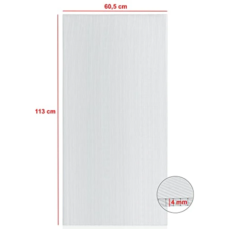 Zelsius Hohlkammerstegplatte 4 mm | 113 x 60,5 x 0,4 cm | Gewächshausplatte | Doppelstegplatte für Gewächshaus, Garten Treibhaus | Gewächshaus Ersatzplatte #2 – Bild 2