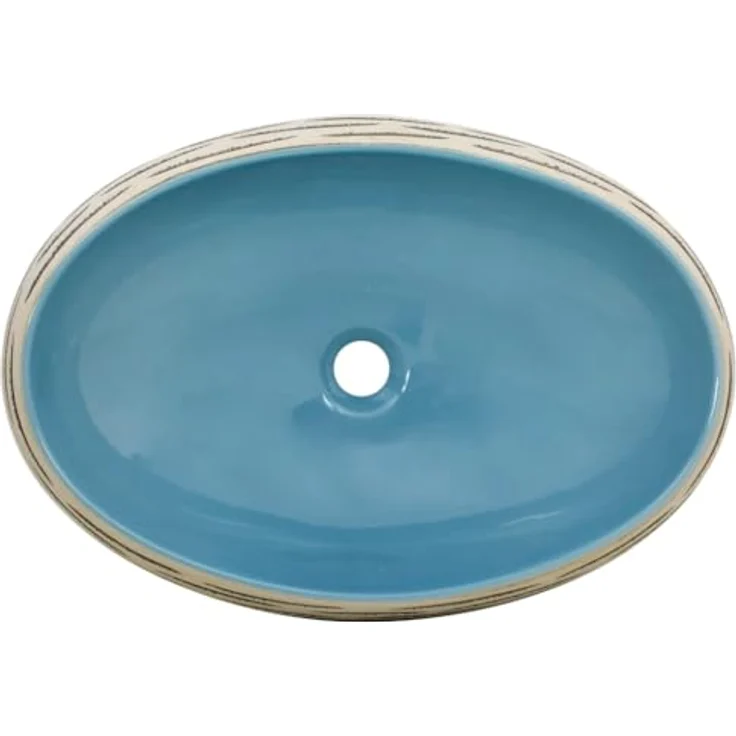vidaXL Aufsatzwaschbecken, Handgefertigt aus Keramik, Mehrfarbig, 59 x 40 x 15 cm – Bild 7