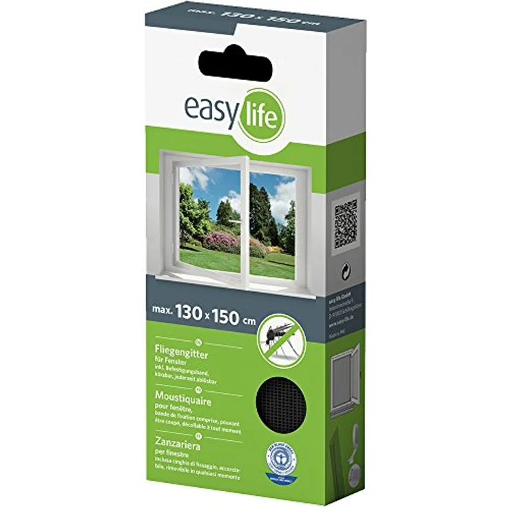 easy life Insektenschutzgitter Fliegengitter Fenster 130 x 150 cm anthrazit – Bild 2