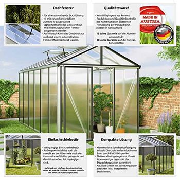 GFP Gewächshaus Diamas 24 Premium 235x460 cm mit integriertem Fundament