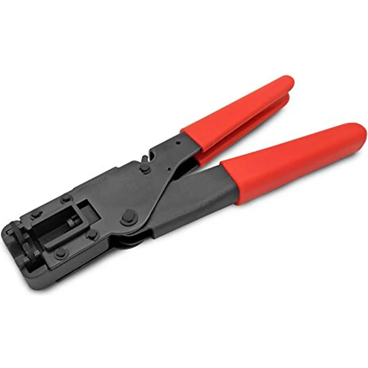 ARLI Kompressionszange Set, inkl. Abisolierer & 100x wetterfeste F-Kompressionsstecker 7 – 7,5 mm für SAT TV Koaxkabel RG6 – Bild 2