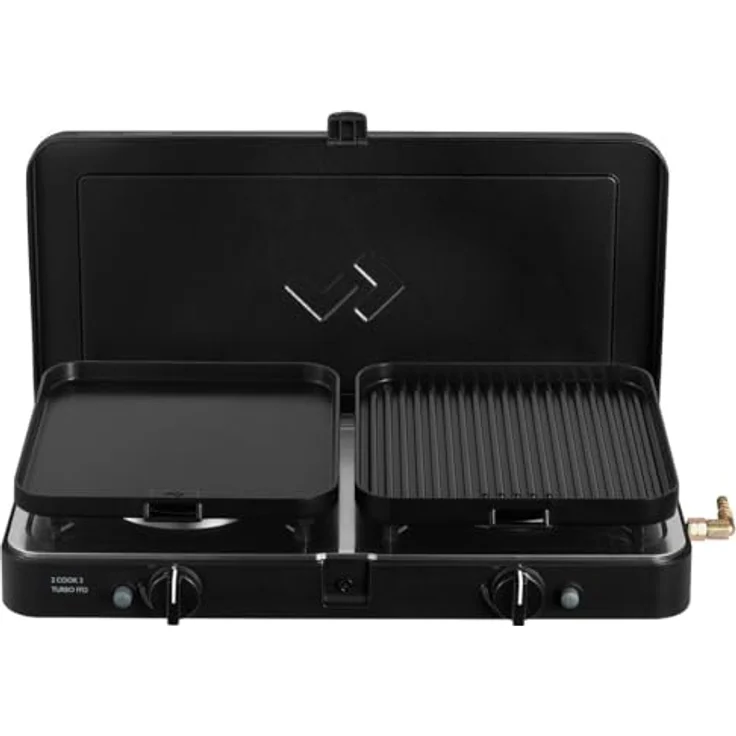 Cadac 2-Cook Turbo FFD Deluxe 30mbar BBQ Gasgrill Tischgrill Campinggrill 203F2C-20-EU, Leichtgewichtiges Tischmodell mit Turbo-Brennern, blau – Bild 2
