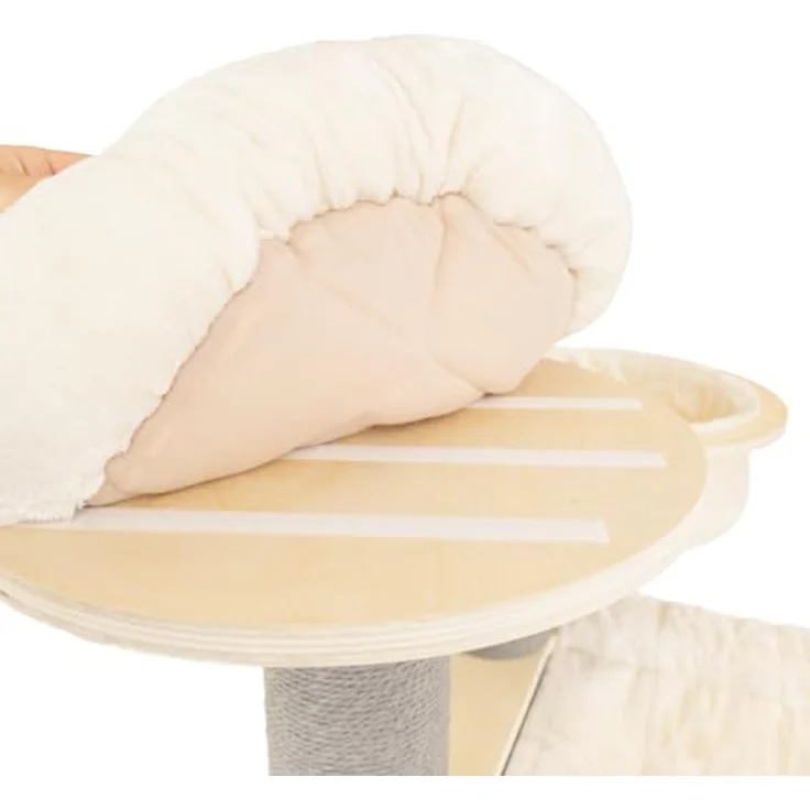 CanadianCat Company Kratzbaum Avery XXL, beige-anthrazit, 186 cm, stabiler Massivholz Katzenbaum mit Katzenhaus, Hängematten und 5 Ruheplätzen für große Katzen, kratzfest und pflegeleicht – Bild 5