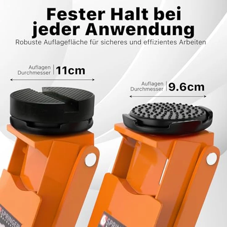 Springer Werkzeuge 3 T Rangierwagenheber Wagenheber 75-505mm Doppelkolben Hydraulisch 2 Auflagen, Extrem Flach Design, Schwellerkanten-Aufnahme, Schwarz – Bild 4