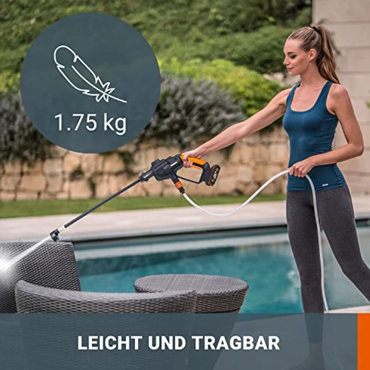 WORX WG620E.2 Akku Hochdruckreiniger Hydroshot 20VMobiler Hochdruckreiniger inkl. Multi-Sprühdüse Sc – Bild 4