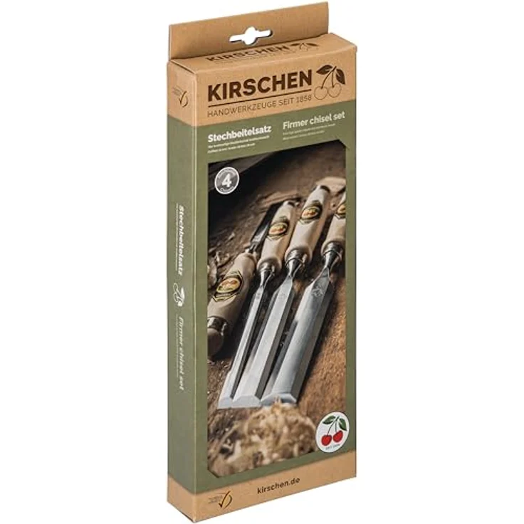 4-teiliger Stechbeitelsatz 1001 mit Weißbuchenheft im SB-Karton bestehend aus 10+16+20+26mm - Kirschen – Bild 4