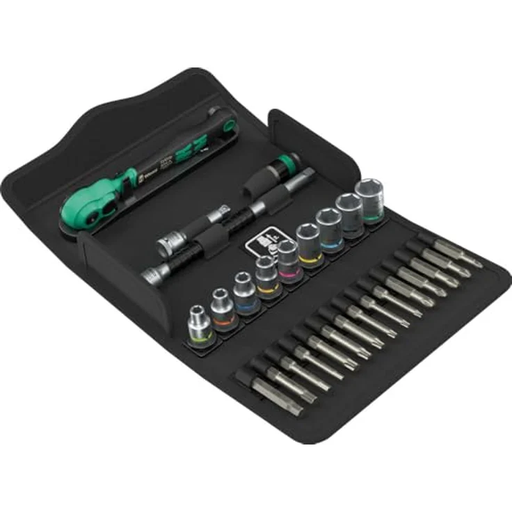 Wera 8100 SA 14 Zyklop Comfort Knarrensatz, 28-teiliges Bit- und Steckschlüsselset mit schlanker Knarrenform und textilem Aufbewahrungsbehälter – Bild 1