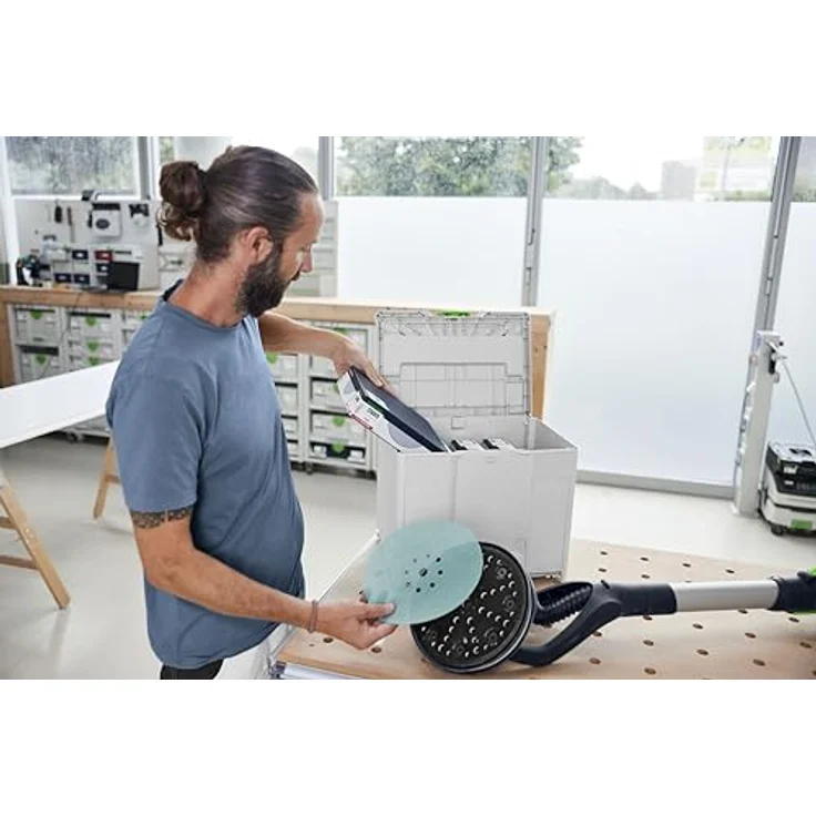 Festool Schleifmittel-Systainer³ Granat Net D225 GR NET SYS, Schleifscheiben für staubfreies Arbeiten mit perfekter Absaugung – Bild 4