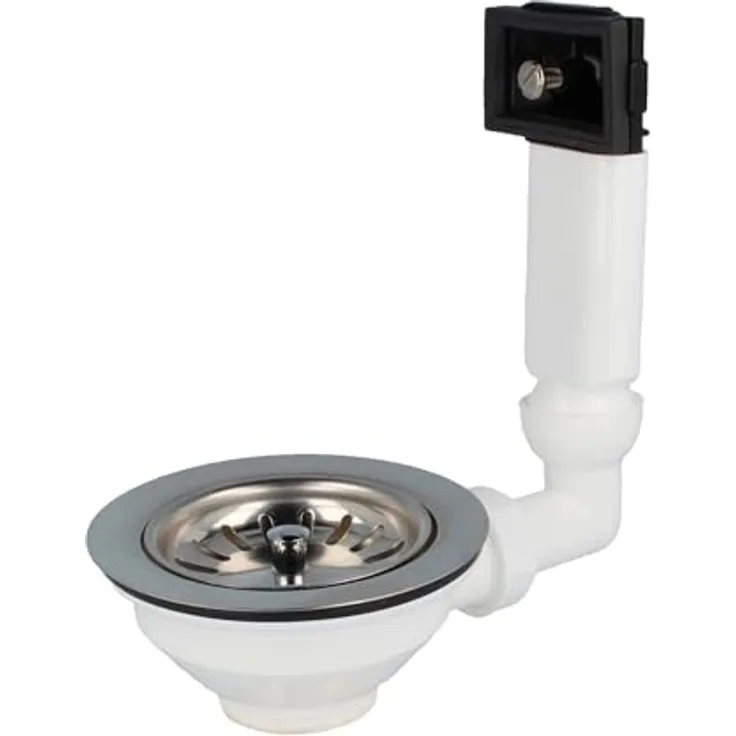 tecuro Spülen-Siebkorbventil Ø 114 mm (3 1/2 Zoll) mit Überlauf 38x64 mm, Edelstahl mit herausnehmbarem Siebeinsatz