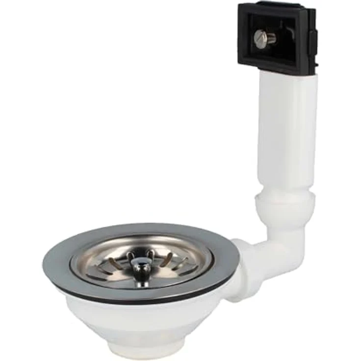 tecuro Spülen-Siebkorbventil Ø 114 mm (3 1/2 Zoll) mit Überlauf 38x64 mm, Edelstahl mit herausnehmbarem Siebeinsatz – Bild 1