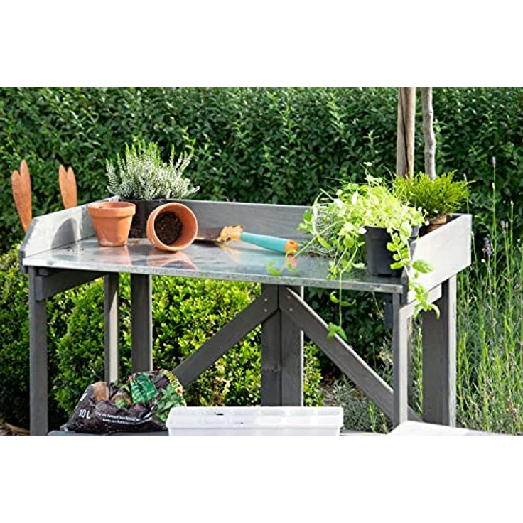 Dobar Hochbeet Pflanztisch, robustes Massivholz in Anthrazit, wetterfest imprägniert, FSC-zertifiziert – Bild 6
