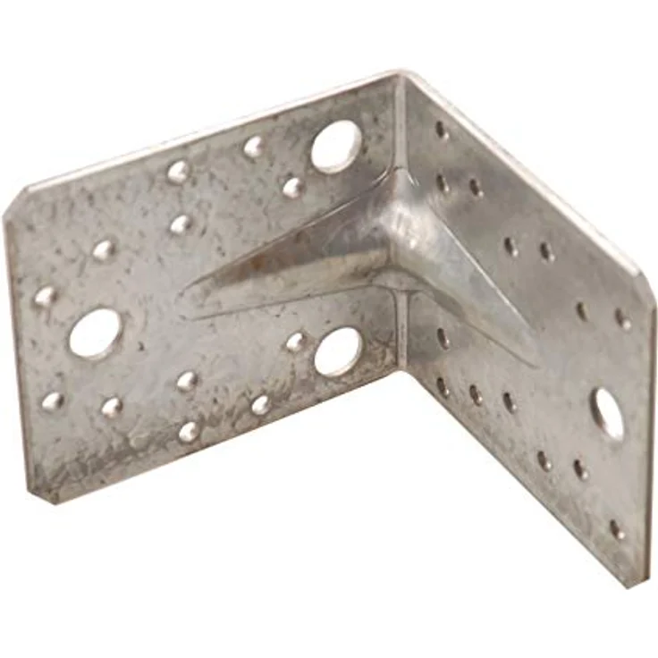 BGS TECHNIC Winkelverbinder mit Sicke 105 x 105 x 90 x 3 mm, verzinkt, mit Bohrungen zur Befestigung – Bild 1