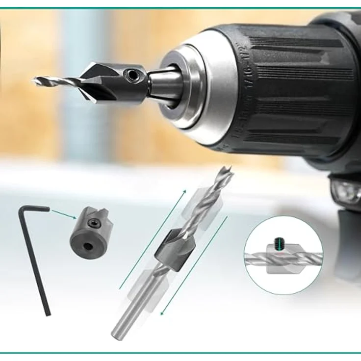 Ent European Norm Tools - ENT 26516 5-tlg Aufsteckversenker-Set HSS, Durchmesser (d) 4, 5, 6, 8 und 10 mm, e 90°, Rechts – Bild 4