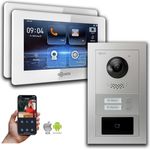 Goliath Intercom GL-IPH215 IP Video-Türsprechanlage, 7-Zoll Monitor, RFID, Silber, für 2 Familienhäuser, HD-Kamera, Fernzugriff via App