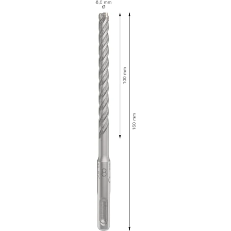 Bosch PRO SDS plus-5X, Betonbohrer 8 mm, 100 mm Arbeitslänge, robuste 4-Schneider-Technologie für Stahlbeton – Bild 4