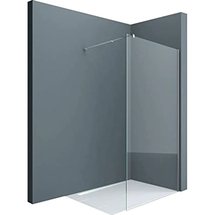 doporro Luxus Duschwand Duschabtrennung Bremen1K 60x200 Walk-In Dusche mit Stabilisator aus Echtglas 8mm ESG-Sicherheitsglas Klarglas inkl. Nanobeschichtung – Bild 1