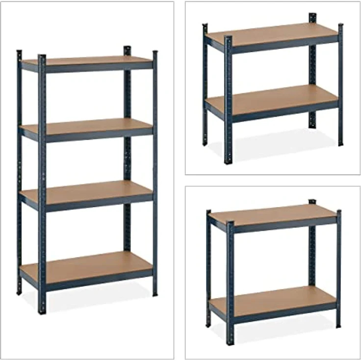 relaxdays Schwerlastregal mit 4 Ebenen anthrazit, variabel aufbaubar, Gesamttraglast 280 kg – Bild 6