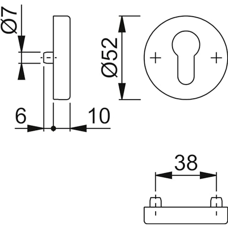 Hoppe Zylinderrosette innen rund PZ, Edelstahl schwarz matt, Ø 52 mm – Bild 2