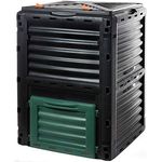 Komposter Schnellkomposter aus stabilem Kunststoff, mit Klappdeckel, 300 Liter (H83 x B61 x T61 cm), Thermokomposter für Garten- und Küchenabfälle Kompost, 100% recycelter Kunststoff, Made in EU