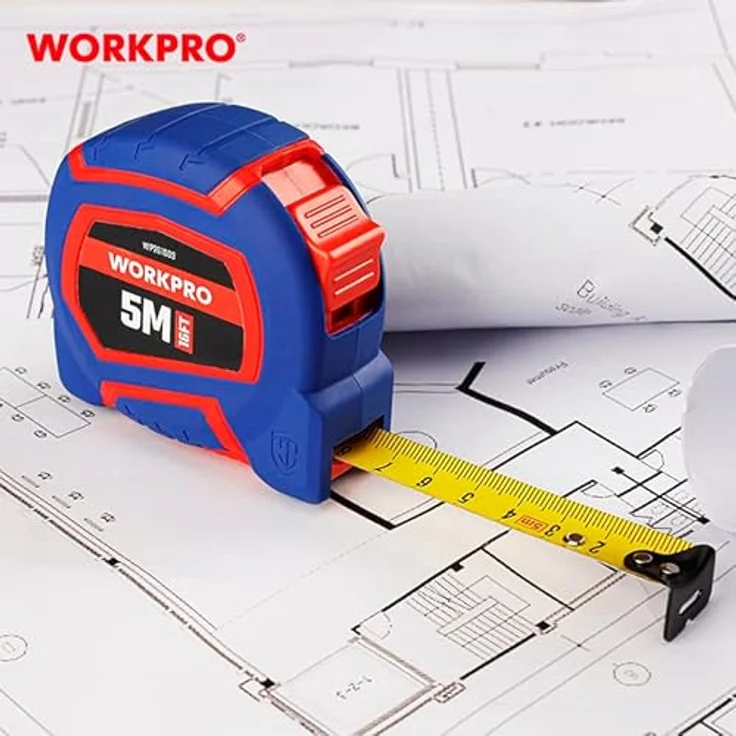 WORKPRO WP261009, Nylonummanteltes gelbes Stahlbandmaß, 5m x 19mm (16ft) – Bild 4