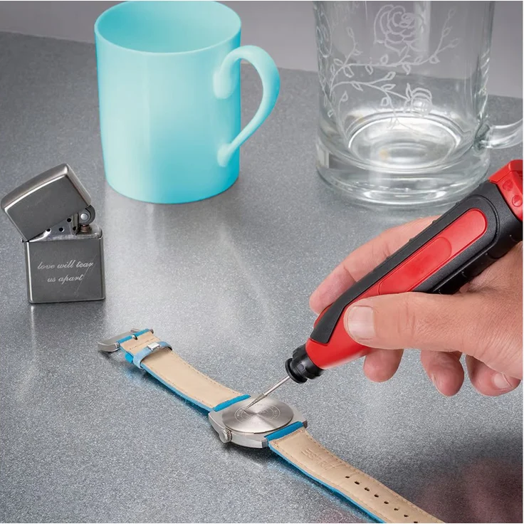 CAPTELEC Elektrischer Gravurstift, Graviergerät für Glas, Metall, Holz und Leder, inklusive 2 Spitzen und 2 Schablonen