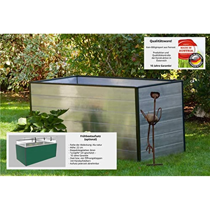 GFP Hochbeet Kräuter-Gemüse-Beet Aluminium Christina - 119x99x77cm formstabil und witterungsbeständig mit Aluminium-Hohlkammerprofilen - Made in Austria – Bild 4