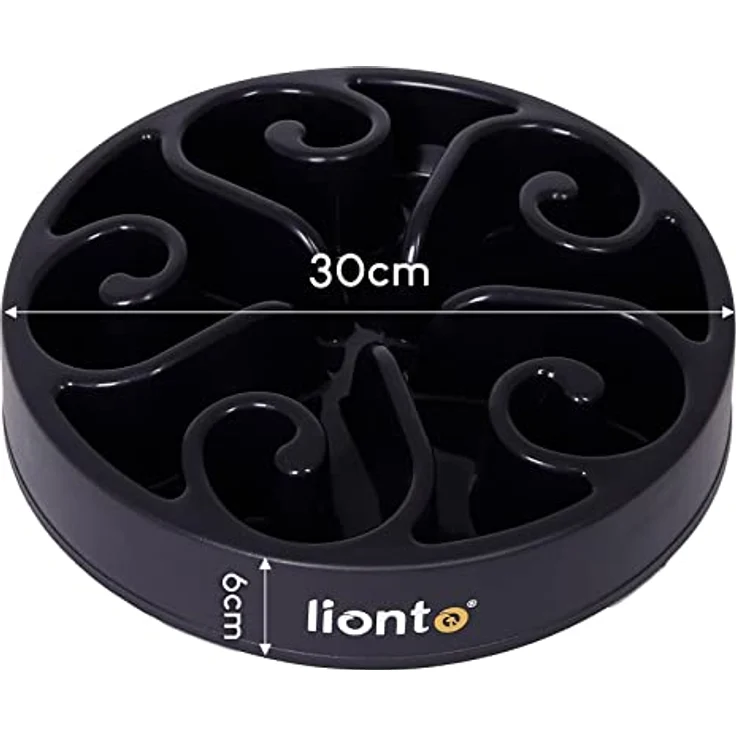 lionto Hundenapf Antischlingnapf Fressnapf rutschfest Katzennapf Anti-Schling-Hundenapf Futternapf, 30x5,5 cm schwarz – Bild 5