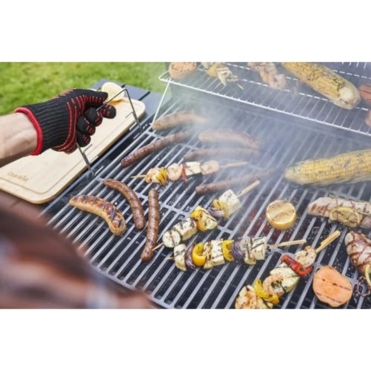 Char-Broil Charcoal M Grill, verstellbarer Holzkohlerost, ausziehbar zu Offset-Räucher, mit Deckelthermometer und Aschefalle – Bild 4