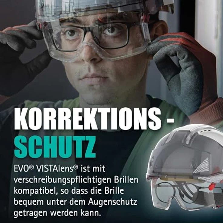 EVO VISTALENSTM Sicherheitshelm mit integrierter Schutzbrille - Weiß-Smoke (JSP AMB170-005-F00) – Bild 10