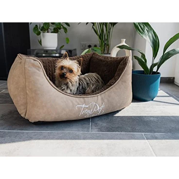 TrendPet VitaBed Style - Orthopädisches Hundebett, 100 % Memory Foam, Kunstleder, flauschig (60x50cm, Braun) – Bild 2