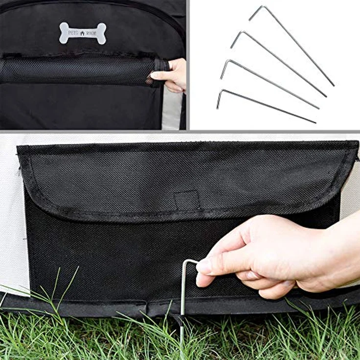 Welpenauslauf XL 115 cm Oxford faltbar Schwarz Welpenlaufstall Tierlaufstall Hunde Hasen Meerschweinchen Katzen Innen Außen 8-eckig Petigi – Bild 3